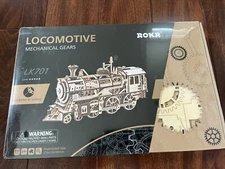 Rokr Locomotive Mechanical Gears LK701 3D Wooden Puzzle New Sealed Box