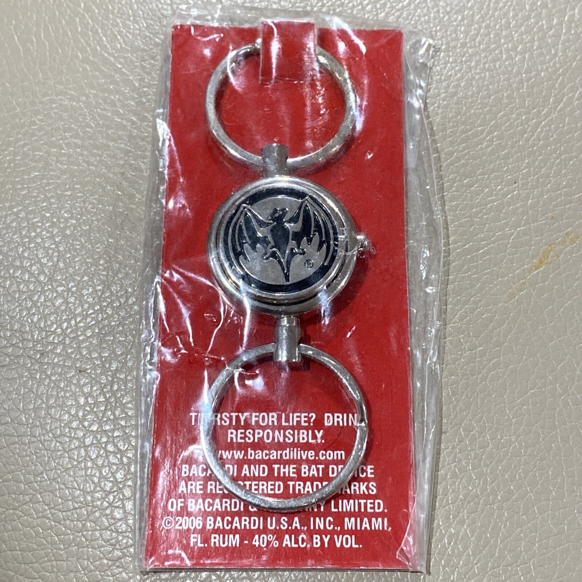 Bacardi Bat Keychain -HTF -Brand New-detachable Valet Ring- Great