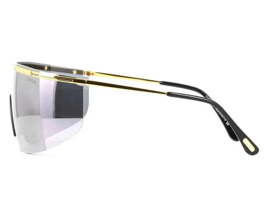 New Tom Ford Pavlos-02 Ft0980 30C Sunglasses Gold / Silver Mirrored Shield image 2