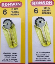 RONSON LIGHTER FLINTS 6 FLINTS  A PACK [ SETS OF 2 ] TOTAL FLINTS 12 BRAND NEW