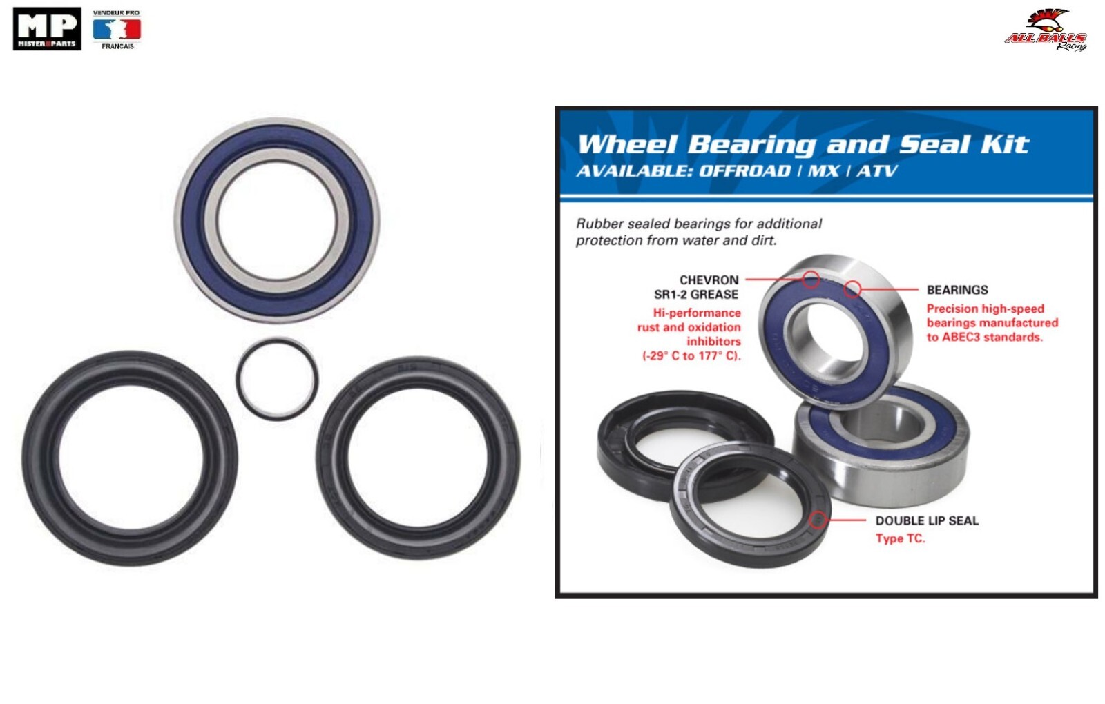 Kit roulement de roue avant Honda TRX 500 pour supprimer le jeu de direction