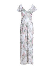 Guess Women's, Loyola Floral Print Maxi Dress, White Floral, Size 0