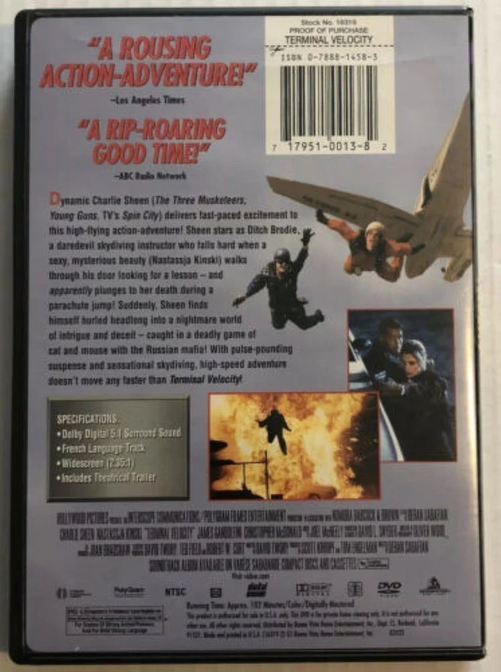 Terminal Velocity DVD James Gandolfini (Region 1) NTSC 1999 Free UK P&P - Image 2 of 4