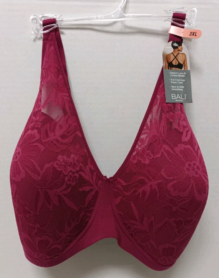 Новый с Ярлыками Bali дыхание хлопок модальный дышащий беспроводной бюстгальтер DF7594 размер 3XL пурпурный - Изображение 2 из 4