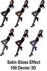 Women's Satin De Luxe Tights 100 Denier 3D, High Gloss, Shiny Opaque Tights