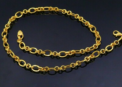 CERTIFIED 22KT HANDMADE GORGEOUS UNISEX CHAIN NECKLACE 22 INCHES LONG LINK CHAIN