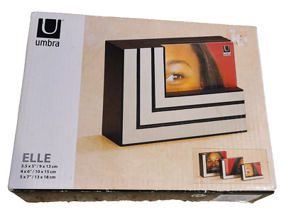 Umbra Elle Tom Vincent  Set of 3 Tiered Nickel Espresso Photo Frames