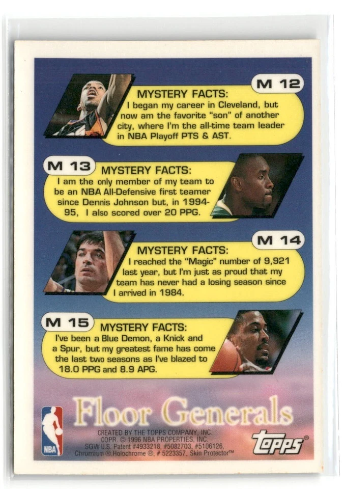 John Stockton 1995-96 Topps Mystery Finest Insert #M14 Utah Jazz - Image 2 of 2