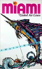 Miami Florida 1960 Air Travel Fishing Swordfish Vintage Poster Print Art Retro 