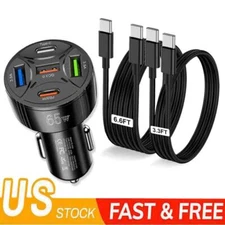 65W Super Fast Car Charger 5 Port Adapter For Samsung Galaxy S24 FE S23 S22 S21+