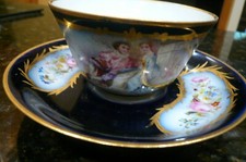 ANTIQUE SEVRES FRENCH PORCELAIN CUP AND SAUCER