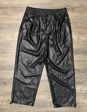 Zara Faux Leather Wide Leg Pants Pull On Adjustable Drawstring Size L