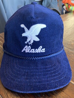 Vintage Alaska Bald Eagle Navy Corduroy Rope Snapback Cap Hat ...