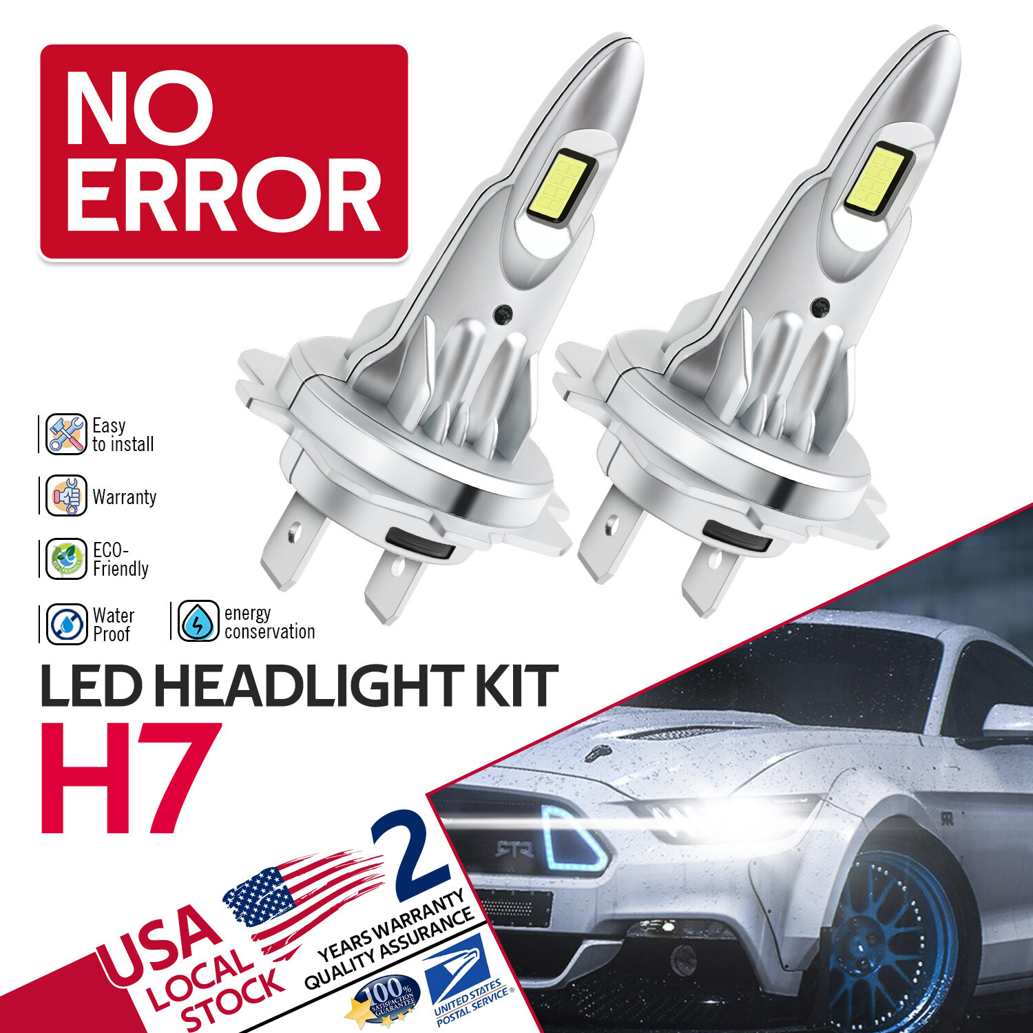 2 X H7 LED Headlight CANbus Bulbs Kit High/Low Beam For BMW 335xi 525i 525xi