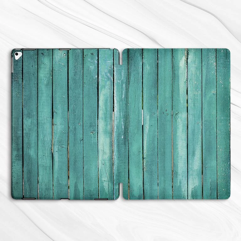 Turquoise Blue Rustic Wood Case For iPad 10.2 Air 3 4 5 Pro 9.7 11 12.9 Mini - Image 4 of 4