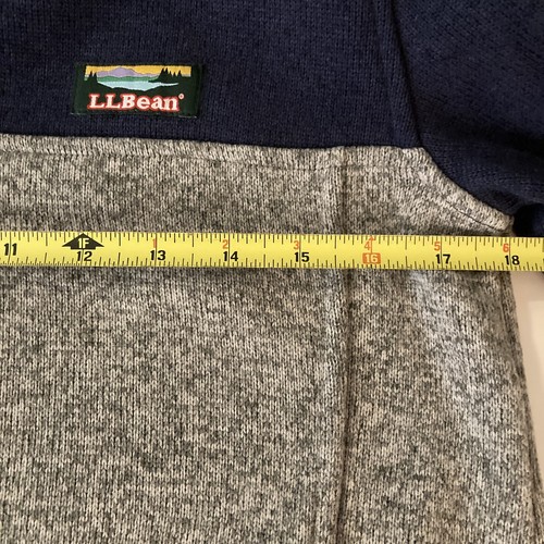 LL Bean Kids 14-16 Colorblock Navy Gray Knit Sweater Fleece Snaps Pockets 501664 - Picture 11 of 13