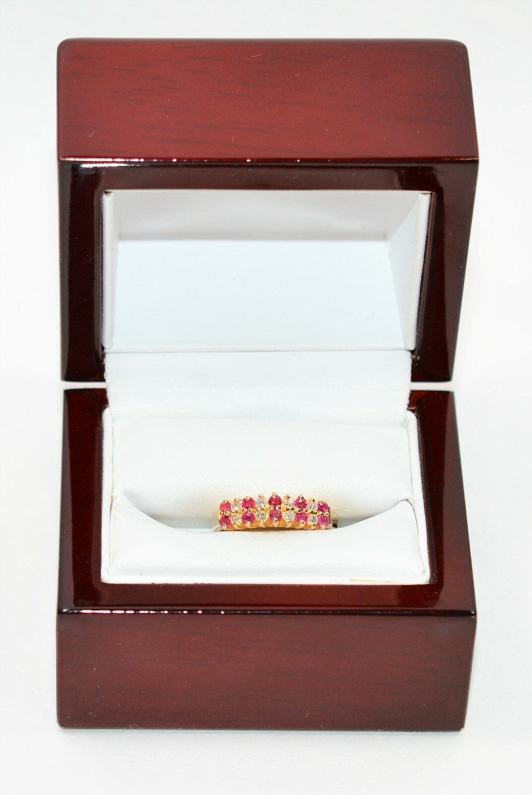 Natural Ruby & Diamond Ring 14K Solid Gold .27tcw… - image 12