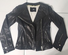 Lmc/lamarque S Soft Black Real Leather Stretch Side Convertible Moto Jacket/vest