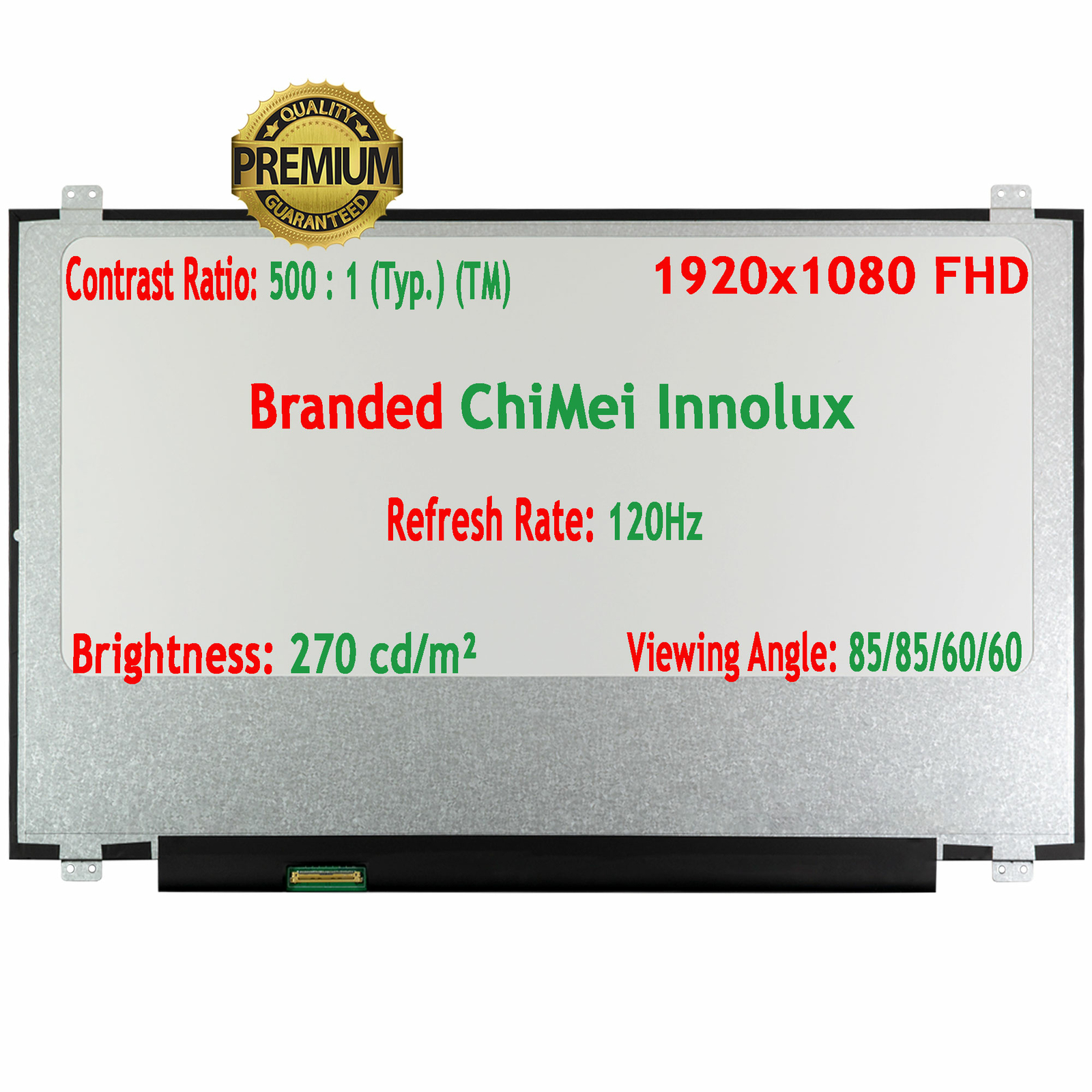 Écran Portable 17.3" LED 120Hz N173HHE-G32 - Compatible, Full HD, 40 Broches, Avec Fixations