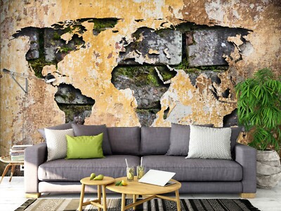 3D Rock World Map ZHUA920 Wallpaper Wall Murals Removable Self-adhesive Ann