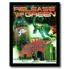 2002 ALIENWARE PC & SoBe Mr. Green Drink Framed Print Ad/Poster Game Room Art