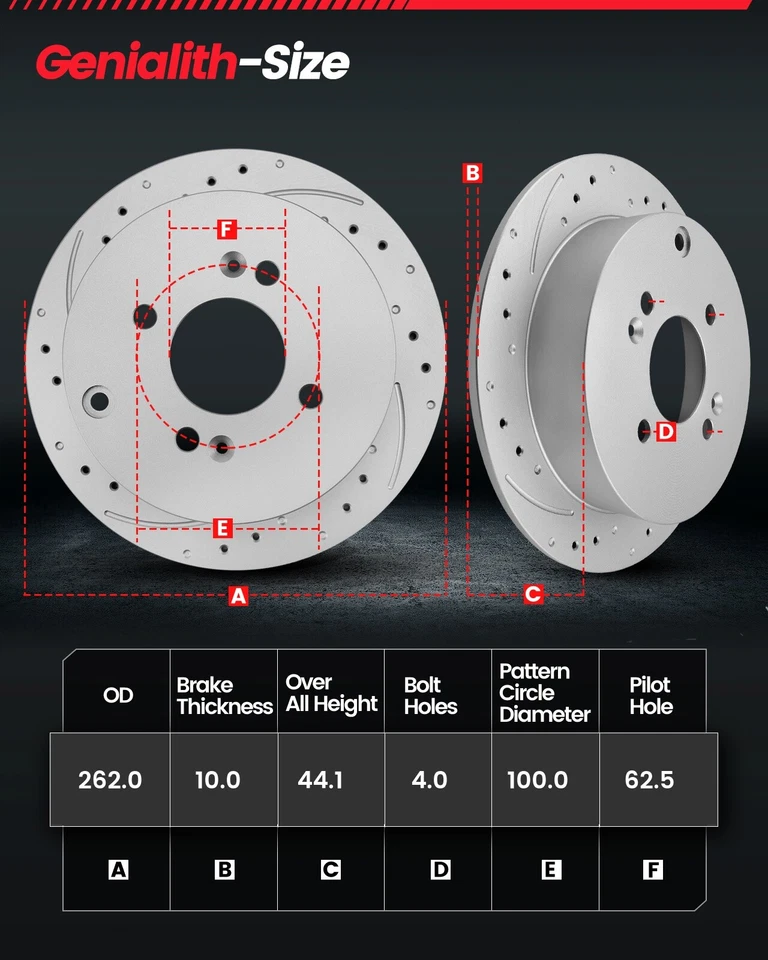 Rear Disc Rotors Ceramic Brake Pads Kits for 2012 - 2017 Hyundai Accent Kia Rio Foto 2 de 4