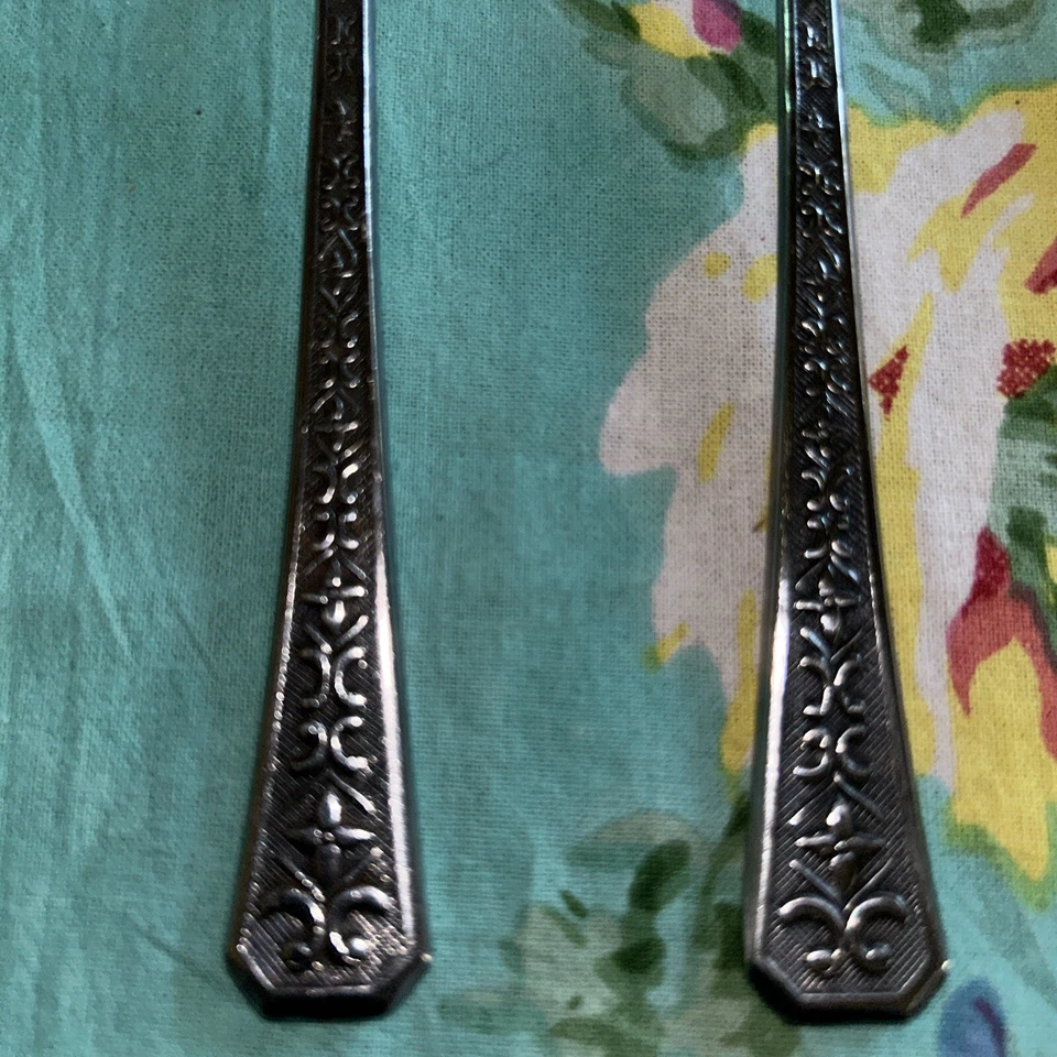 4 INTERPUR FLORENZ 4 PETAL TABLESPOONS JAPAN 6 1/4" STAINLESS Replacement VTG - Image 2 of 4