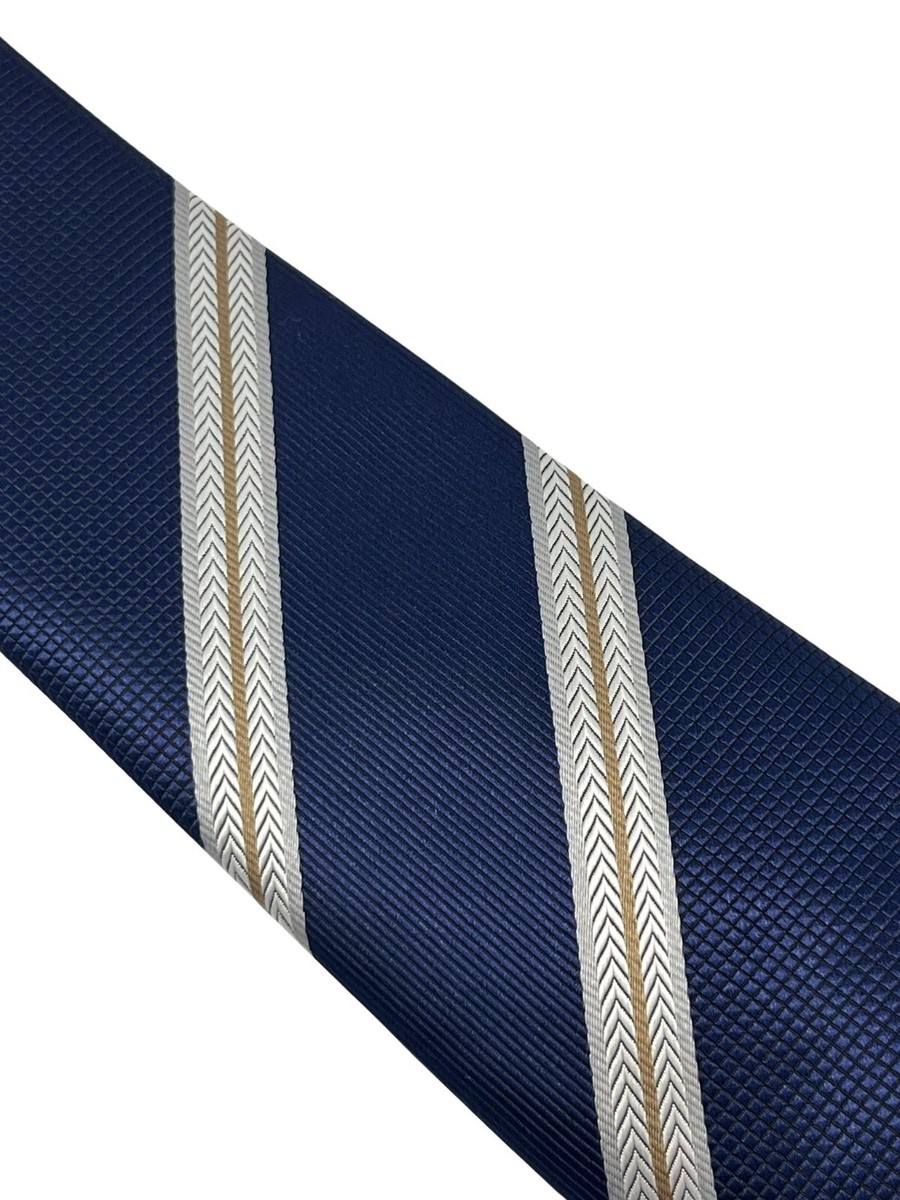 Cravate Classique Rayée Bleu Marine Frederick Thomas - Neuf Avec étiquettes