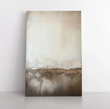 Neutral Abstract Brown Beige Painting Print on Framed Canvas Wall Art Minimalist