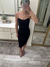 Fashion Nova Women's Black Stretch Bodycon Midi Dress Size Small