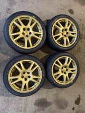 17” Subaru Impreza Wrx Sti Gold Alloy Wheels & Tyres 5x100 Rally Car Slicks