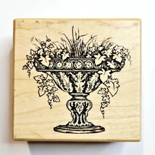 GARDEN URN WITH FLOWERS PSX Designs Rubber Stamp F-2890 Ornate House Home d000