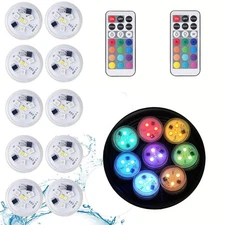 Xmas Christmas Decorations Lights with Remote - 10 PCS Submersible Led Puck L...