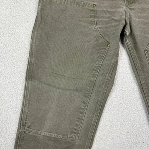 Pantalones de carpintero Carhartt B136 MOS doble rodilla verde utilitarios para hombre Foto 2 de 4