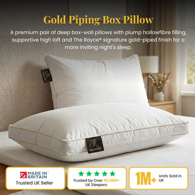 Luxus Gold Paspel Box Kissen 48 x 74 cm Hohlfaser weiß Hotelstil