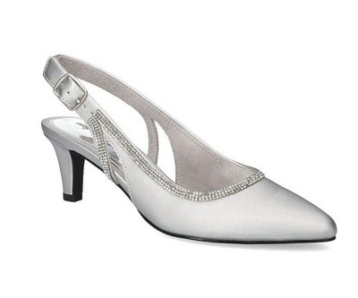 Easy Street Glisten Silber Satin Riemen Pumps Sz 6.5 W - Einzelhandel