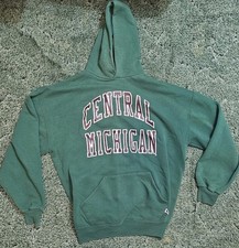 VTG Central Michigan University Hoodie Russell Athletic 90s Size XXL USA GREEN!!