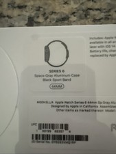 NIB NWT Apple Watch Series 6 GPS 44 mm Space Gray Black Sport Band
