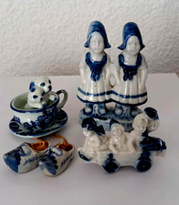 DELF porcelaine blue FIGURINES CHARIOT ENFANTS CHAT/CHIEN TASSE SABOTS