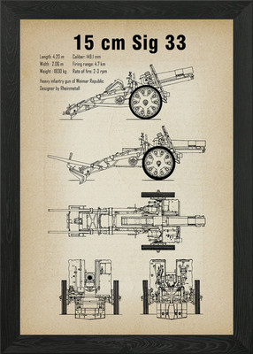 15 CM SIG 33 gerahmtes Wandbild Poster Leinwanddruck Bild