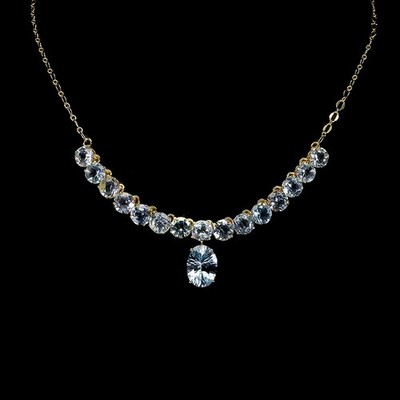 925 Sterling Silver Necklace Oval Topaz 14x10mm Gemstone No USA Import Fees