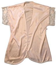 Vintage Val Mode Lingerie U.S.A. Peach Women's Medium Nightgown Robe Satin Lace