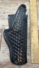 Vintage Black Leather Dutyman Holster 7512U RH Basketweave Pistol