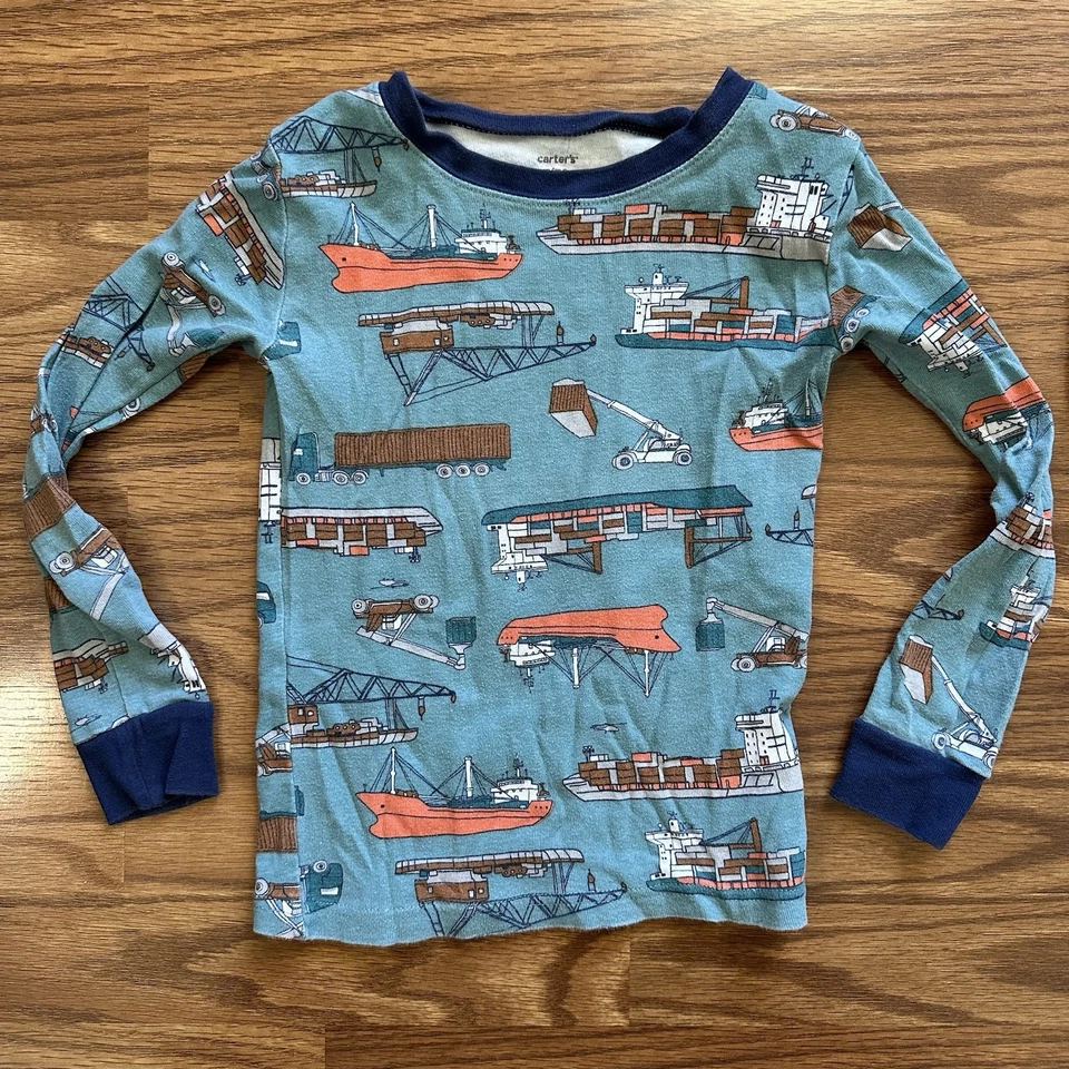 Pijama de manga larga 100 % algodón azul Godzilla 4 piezas Carter’s para niños talla 7 7A ¡EXCELENTE ESTADO USADO! Foto 2 de 4