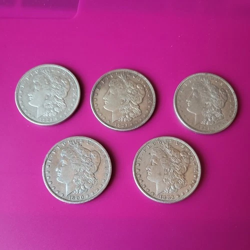 morgan silver dollars lot of 5 coins