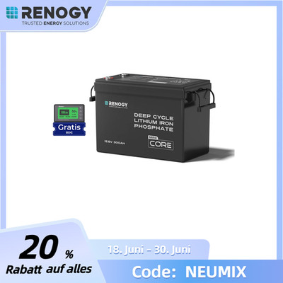 Renogy Lithium Batterie 12v 300Ah LiFePO4 Batterie Core Mini Serie 5000 Zyklen