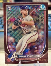 2025 Bowman Spencer Schwellenbach Burgundy Mojo Refractor RC /275 BRAVES