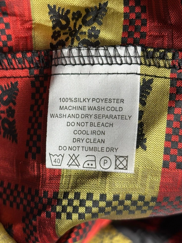 Manzini Shirt Mens 3XL Silky Multicolor Geometric Long Sleeve Button Up Dressy - Image 4 of 4