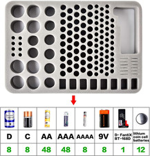 Battery Storage Organizer Box with Tester BT-168, Variety Case Holds 140 AA, AA