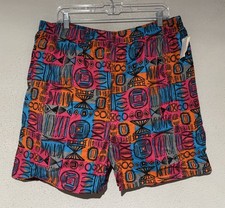 Vtg 90's Athletic Works Mens XL Abstract Fresh Prince Style Shorts USA NWT H34